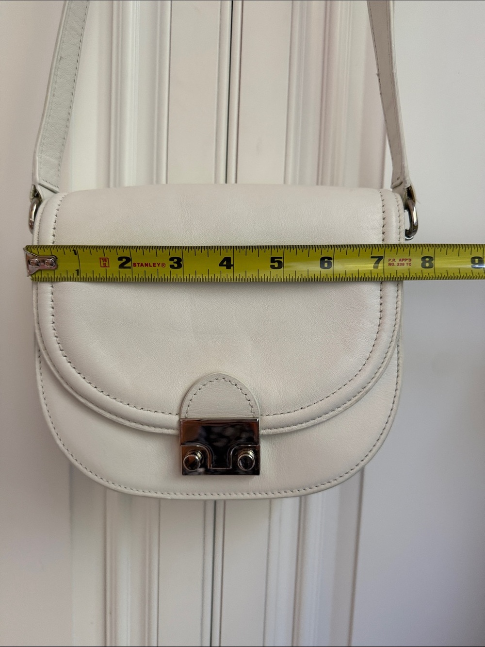 Loeffler Randall White Leather Crossbody Saddle Bag with Silver-Tone Hardware - Picture 12 of 13